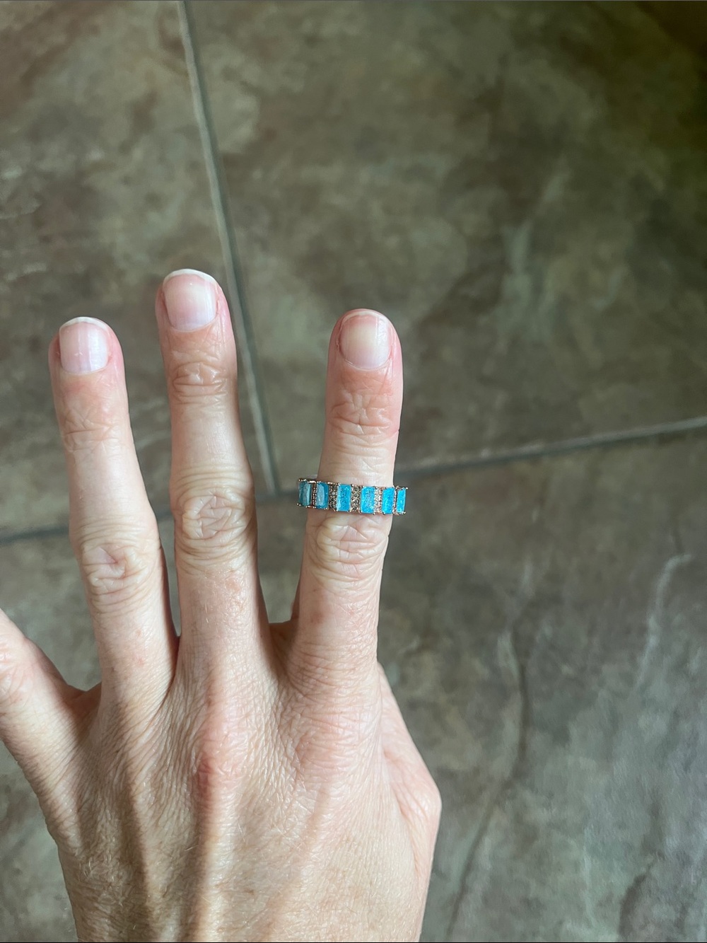 Turquoise Blue Eternity Band Ring for Women